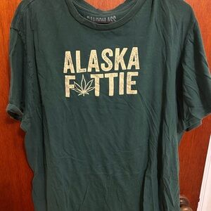 Green Graphic T-Shirt with Alaska Fattie Print